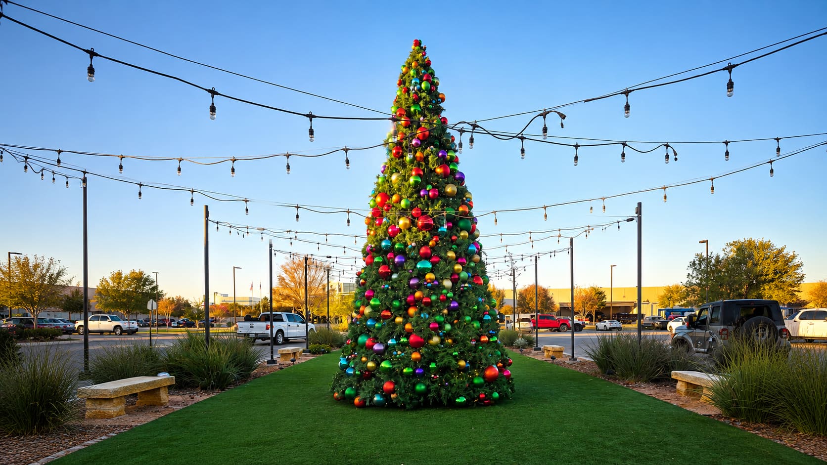 Christmas lights recently installed by Lights of Joy